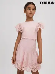 Reiss Pink Jasmine Senior Broderie Skirt (N74438) | $110