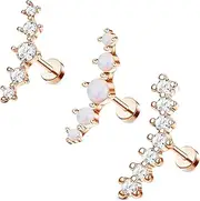 [Kakonia] 3 Pcs 16G Stainless Steel Cartilage CZ Stud Earrings for Women Girls Helix Conch Daith Piercing Jewelry Set