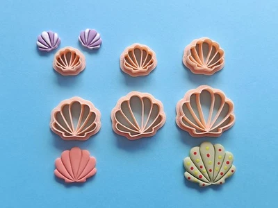 Sea Shell Shape Polymer Clay Cutter Set of 6 | Under the See Summer Dolphin Star