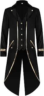 [FEOYA] Vintage Steampunk Tailcoat Jacket for Men Gothic Victorian Frock Coat VTG Formal Medieval Tuxedo Costume for Halloween