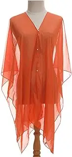 [Bciopll] Floral Transparent Chiffon Pearl Buckle Beach Bikini Clothing Women Cardigan Blouse Cape Screen Shawl