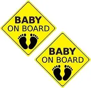 Baby on Board Sticker for Cars, 2 Pcs Removable Baby On Board Car Warning Signs with Suction Cups for Car Warning