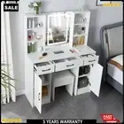 Makeup Vanity Set LED Lighted Dressing Table with Stool Storage Shelf 3 Drawers