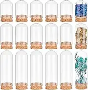 BENECREAT 24Pcs 3 Size Small Glass Display Dome Cloche, Glass Display Dome with Cork Base, Cloche Bell Jar Dome for Doll House Container Anniversary Party Favor Decoration
