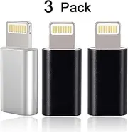 Micro USB to Lightning Android to iPhone Adapter Converters Micro to 8 Pin Converters Compatible with iPhone 8 x 7 6 6s Plus 5 iPad iPod Apple iOS All Devices (3Pack)