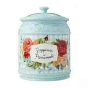 The Pioneer Woman Happiness Is Homemade Stoneware Cookie Jar Blue Checks Floral