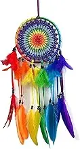 Feather Dream Catcher - Boho Style Dream Catcher, Decorative Handmade | Piritual Protection and Positive Energy for Home Decor, Perfect for Bringing Whimsical Touch of Color and Charming