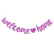 Welcome Home Banner,No DIY,Pre-Strung Welcome home Decorations,Glitter Purple