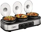 Sunvivi Slow Cooker, Triple Slow Cooker Buffet Server and Food Warmer, 3-Sect...