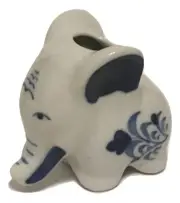 Hand-crafted Blue & White Porcelain Baby Elephant Small Toothpick Holder