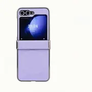 Rigid PC Case for Samsung Galaxy Z Flip5 Cover,Artificial Leather Litchi Leather Pattern, Magnetic Suction, Electroplating, Anti-Fall Mobile Phone Protective Cases,Purple