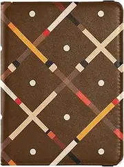 [Amooorous] Brown Square Leather decorative passport holder for travel Vaccine Case Protector Cover Passport Holder Case Ultra Slim, Brown square, 1 size