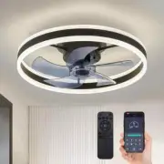 ANTOINE 20 in. Black Low Profile LED w/Remote+Smart Control Indoor Ceiling Fan
