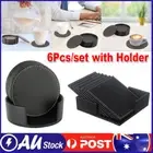 6Pcs/set Round Leather Coaster Drink Cup Mat Placemats Tea Cup Pad with Holder