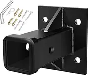 DACK Hitch Wall Mount, Bolt-On Receiver Tube Adapter, 2 Inch Opening Hitch Receiver Plate Tube, Bumper Trailer Hitch Receiver, Universal Towever Hitch Extender, Max Load 12500LBS (Include Pin&Clip)