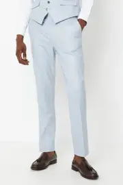 Burton Mens Suit Trousers Light Blue Tailored Fit Party Cocktail Spring Summer