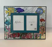 Hand Painted Glass Picture Frame Colorful Fish By Figi Vintage Tabletop Sealife
