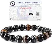 [Reiki Crystal Products] Natural Black Sulemani Hakik Bracelet Crystal Stone 10 mm Round Bead Bracelet for Reiki Healing and Crystal Healing Stones (Color : Black), Stone