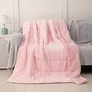 Sherpa 5lb Weighted Blanket for Adult, Both Sides Reversible Velvet Soft Plush Weighted Heavy Blanket for All Season Pink 36in*50in