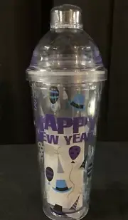 Happy New Years Acrylic Cocktail Shaker With Cap. PBA FREE. 11”
