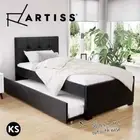 Artiss Bed Frame King Single Size Trundle Mattress Base Wooden Daybed Black