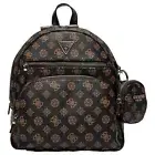 Ladies Backpack GUESS Power Play Backpack 4G Logo Leather Mocha