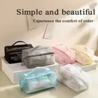 Mesh Makeup Bag Nylon Portable Tote Bag Organizer Case Large Capacity Handle