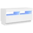 Tv Cabinet With Led Lights White 80X35x40 Cm Wood TV Stands & Entertainment Unit
