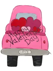 Valentine’s Day Heart Filled Truck Wood Outdoor Yard Art Sign, Pick Up Truck