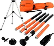 KEZERS 12 Ft./3.7M Adjustable Laser Level Pole with Tripod,1/4-Inch by 20-Inch Laser Mount for Rotary and Line Laser Levels,Adjustable Telescoping Laser Pole with 5/8"-11 Threaded Adapter