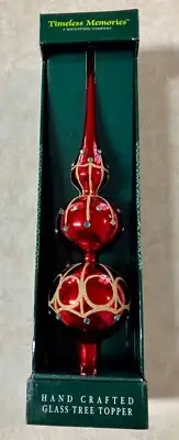 Hand Crafted GLASS TREE TOPPER Timeless Memories - Mint