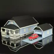 1/87 HO Scale Two-story House with Garage Model Miniature Building Sand Table