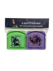 NEW Disney Buzz Lightyear and Zurg Plastic Sandwich 2 Container Green & Purple