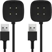 [TUSITA] [2-Pack 1.8M] Magnetic Charger Compatible with Fitbit Versa 3, Versa 4, Sense, Sense 2 (NOT for Versa 1 / Versa 2 / Versa Lite) - 6ft 180cm USB Charging Cable Dock - Smartwatch Accessories