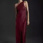 BHLDN Dylan One-Shoulder Satin Side-Slit Womens Gown Dress Size 6 NEW WITH TAG