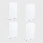 BgfDomShip 4pcs White Bookends,Book end,Bookshelves,L-Shaped Non Slip Metal Bookshelves,Heavy Duty Bookends,Suitable for Study,Office,School,Library