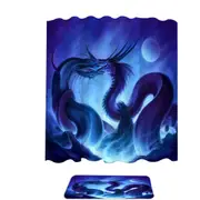 Fantasy Art Moon Night Dragon Fight Shower Curtain