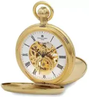 Charles Hubert Gold-Finish Double Cover Open Window Pocket Watch