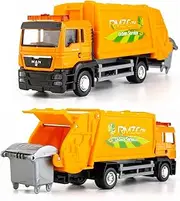 BDTCTK Compatible for Man Garbage Truck Car Model, Zinc Alloy Die-Cast Pull Back Vehicles Kid Toys for Boy Girl Gift