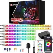 8Pcs RGB Motorcycle Led Underglow Kit, DITRIO APP & 2 RF Remote Control, Pixelglow Effects Motorcycle Lights with Brake Turn Signal, Dual Zone,12V Waterproof for Motorcycles, Golf Carts, ATVs, UTVs