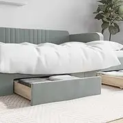 Bed Drawers 2 Pcs Light Grey Engineered Wood Velvet Storage, 67x50x16 cm - Moisture Resistant, Soft Comfortable Fabric