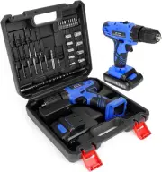 Durable 21V Cordless Drill Set with 38-Piece Accessories for Home Repairs