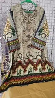 Maria B frock style Embroidery 3piece set Size medium available .