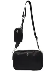[Mocha] Ebby Black Double Zip Crossbody Bag