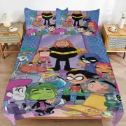 v2928 Bed Sheets Bedding Teen Titans Go Cartoon Bedding Sets Ultra Soft Skin-Friendly Duvet Cover 3 Piece, Cute Comforter Cover Bed Set for Boys Girl