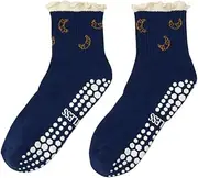 [Shapes Studio] Crew Half Calf Grip Socks, Cutest Fruits Pilates Socks, Ruffle socks, Non-Slip, Barre Yoga Fitness, French Croissant, 5-10