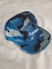 SUPREME FW'18 Reflective Camo Camp Cap Hat Blue