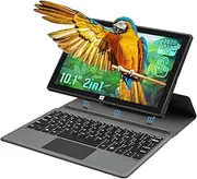 BINTEC 10.1 Inch Windows 11 2-in-1 Thin and Light Dual-Camera Tablet with Touch Screen, 1920×1200IPS, Comes with Magnetic Keyboard,Bluetooth 4.2,Wireless WiFi,Type-C (Black, 8G+128GB SSD)