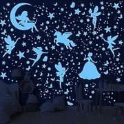 Glow in the Dark Stars Unicorn Bedroom Decor for Girls - Fairy Butterfly Wall Decals, Space Galaxy Wall Stickers for Ceiling, Kids Nursery and Living Room Wall Decor