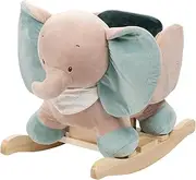 Nattou Rocking Animal of Polyester (Terry Cloth), Elephant-Axel, 63 x 33 x 45 cm, Luna and Axel, Green/Beige